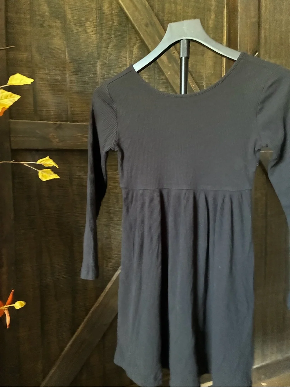 Old Navy Black Ribbed Long Sleeve Dress Top